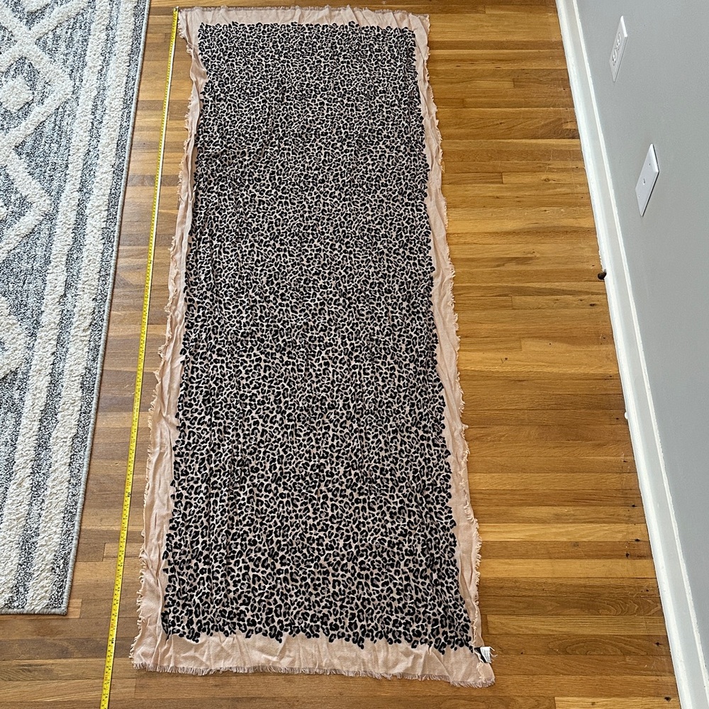*last chance* Stella & Dot | Leopard Print Scarf & Wrap with Tan Border - Picture 3 of 7
